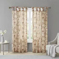 Madison Park Abelia Printed Floral Voile Sheer Tab Top Single Curtain Panel