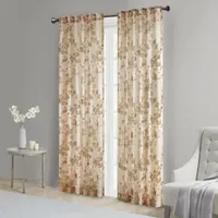 Madison Park Abelia Printed Floral Voile Sheer Rod Pocket Back Tab Single Curtain Panel