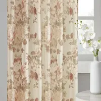 Madison Park Abelia Printed Floral Voile Sheer Rod Pocket Back Tab Single Curtain Panel