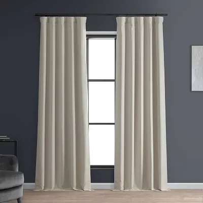Exclusive Fabrics & Furnishing Faux Linen Hotel Rod Pocket Back Tab Blackout Single Curtain Panels