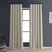 Exclusive Fabrics & Furnishing Faux Linen Hotel Rod Pocket Back Tab Blackout Single Curtain Panels