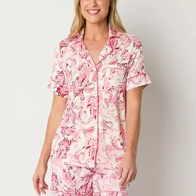 Liz Claiborne Cool and Calm Womens Short Sleeve Pajama Top