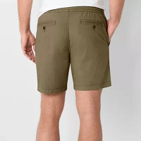 St. John's Bay Poplin 8" Mens Drawstring Waist Deck Short