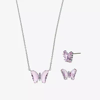 Sparkle Allure Light Up Box Womens Cubic Zirconia Pure Silver Over Brass Butterfly 2-pc. Jewelry Set