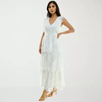 Premier Amour Tiered Lace Womens Sleeveless Maxi Dress