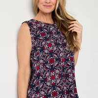 Liz Claiborne Womens Split Crew Neck Sleeveless Tunic Top