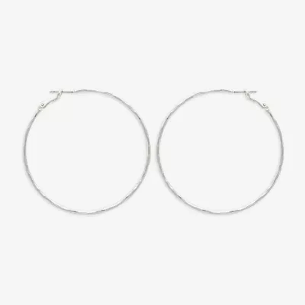 Bold Elements Silver Tone Stainless Steel Hoop Earrings
