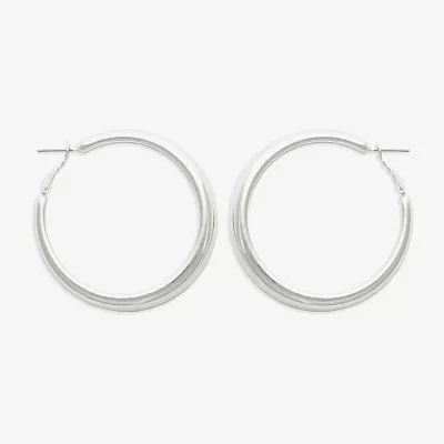 Bold Elements Silver Tone Womens 30.1mm Hoop Earrings
