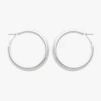 Bold Elements Silver Tone Womens 30.1mm Hoop Earrings
