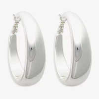 Bold Elements Silver Tone Womens 30.1mm Hoop Earrings