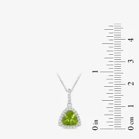 Womens Genuine Green Peridot Sterling Silver Pendant Necklaces