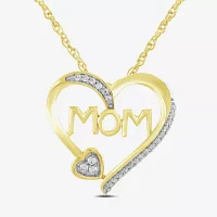 Womens 1/10 CT. T.W. Natural White Diamond 10K Gold Heart Pendant Necklace