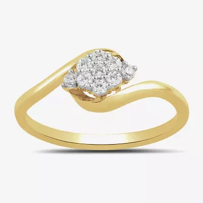 Diamond Blossom Womens 1/6 CT. T.W. Lab Grown White 10K Gold Midi  Cocktail Ring