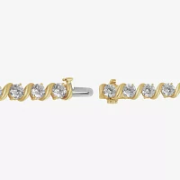 (G/Si2) 10 Ct.T.W. Lab Grown White Diamond 10K Gold Round 7.25 Inch Tennis Bracelet