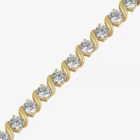 (G/Si2) 10 Ct.T.W. Lab Grown White Diamond 10K Gold Round 7.25 Inch Tennis Bracelet
