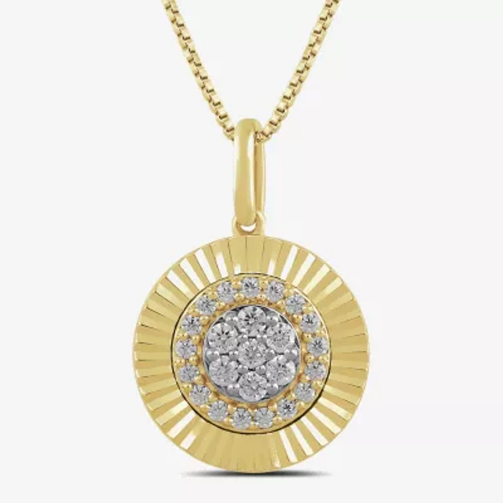 Diamond Blossom Womens 1/4 CT. T.W. Lab Grown White Diamond 14K Gold Over Silver Sterling Silver Pendant Necklaces