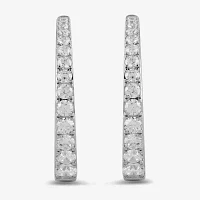 2 CT. T.W. Lab Grown White Diamond Sterling Silver 28.6mm Hoop Earrings