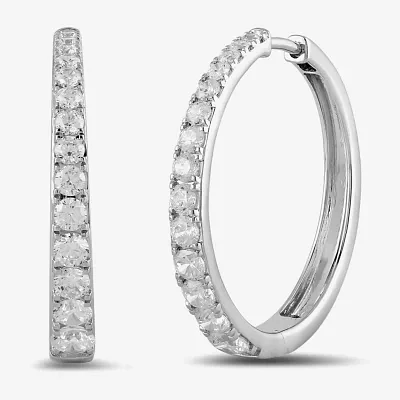 2 CT. T.W. Lab Grown White Diamond Sterling Silver 28.6mm Hoop Earrings