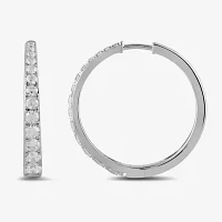 2 CT. T.W. Lab Grown White Diamond Sterling Silver 28.6mm Hoop Earrings