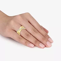 Womens 1/ CT. T.W. Lab Grown White Diamond 14K Gold Over Silver Sterling Crossover Cocktail Ring