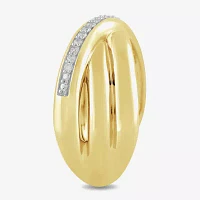 Womens 1/ CT. T.W. Lab Grown White Diamond 14K Gold Over Silver Sterling Crossover Cocktail Ring