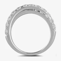 Womens 2 CT. T.W. Lab Grown White Diamond Sterling Silver Crossover Cocktail Ring