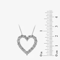 Womens 2 CT. T.W. Lab Grown White Diamond Sterling Silver Heart 18 Inch Pendant Necklace
