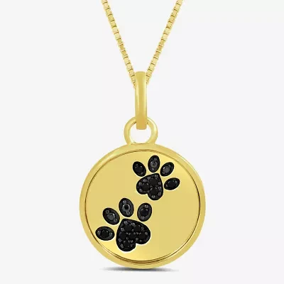 Womens 1/10 CT. T.W. Natural Black Diamond 14K Gold Over Silver Sterling Silver Round Pendant Necklaces