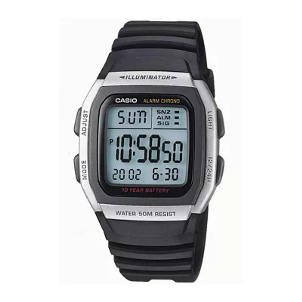 Casio® Mens Square Black Resin Strap Digital Sport Watch W96H-1AVOS