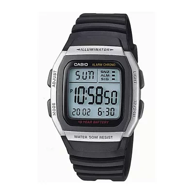 Casio® Mens Square Black Resin Strap Digital Sport Watch W96H-1AVOS