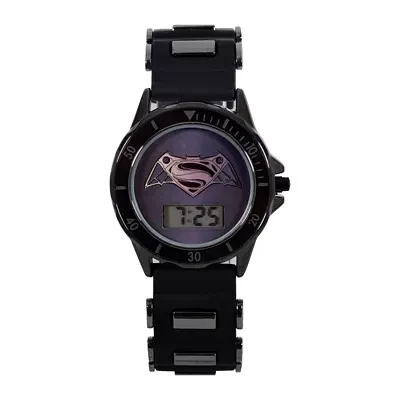 DC Comics® Batman Vs. Superman Lcd Dial Black Case Black Silcone Strap Watch With Plastic Bullets