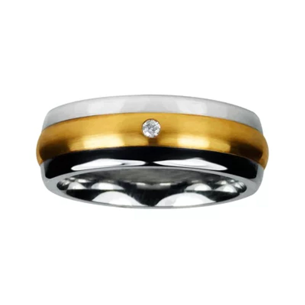 Mens 8mm Cobalt with 10K Yellow Gold Inlay Wedding Band