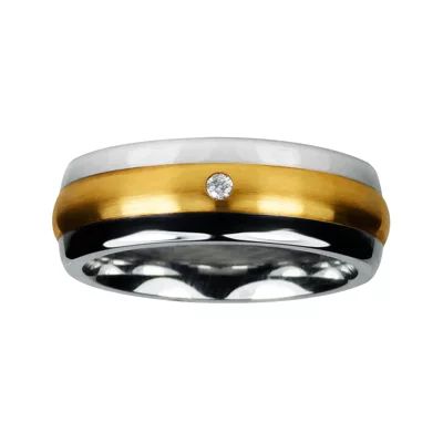 Mens 8mm Cobalt with 10K Yellow Gold Inlay Wedding Band