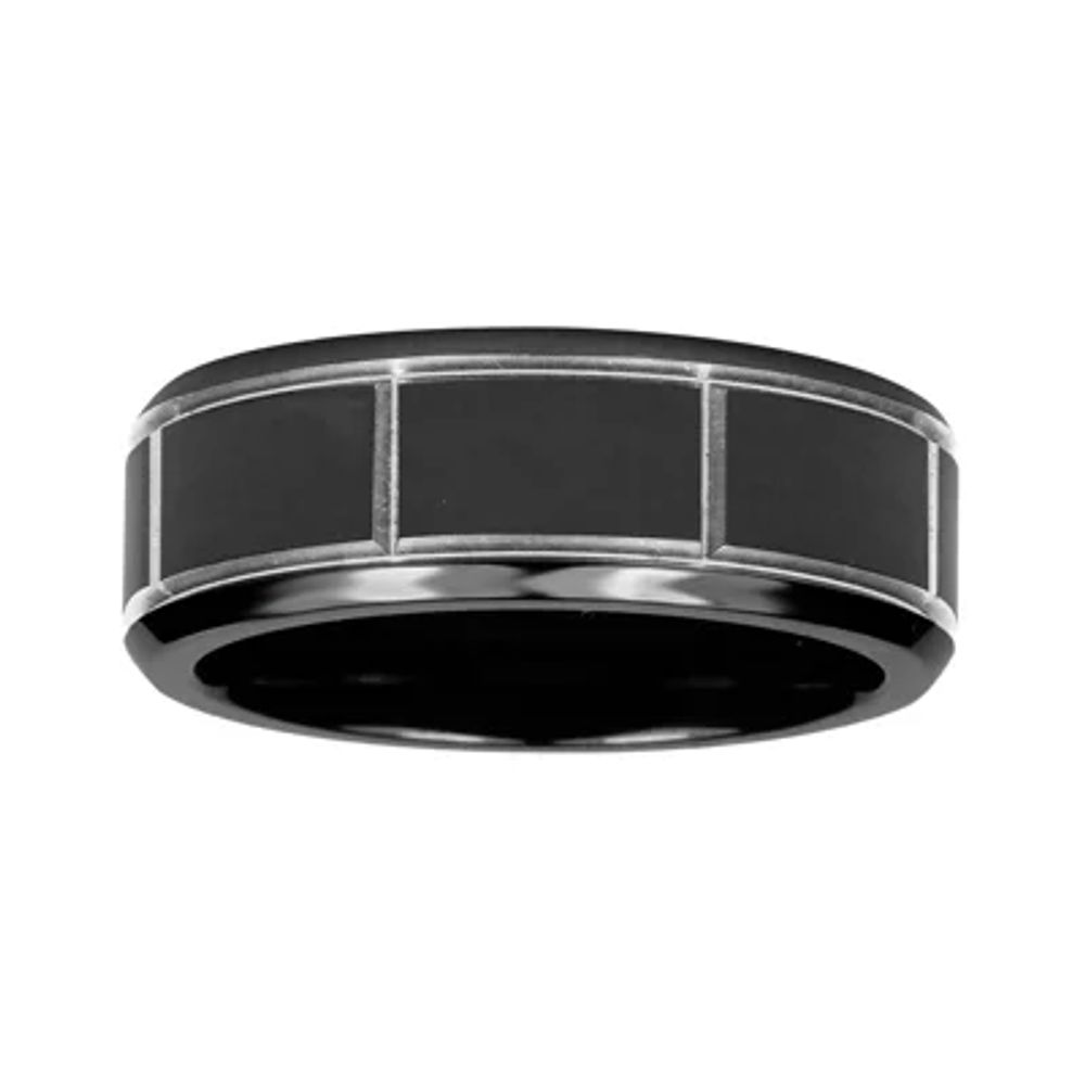 Mens 8mm Black Titanium Wedding Band