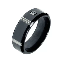 Mens Diamond-Accent 7mm Black Titanium Wedding Band