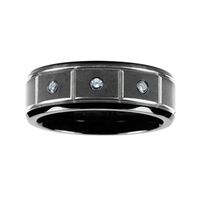 Mens 1/10 CT.T.W. Natural Diamond Black Titanium Wedding Band