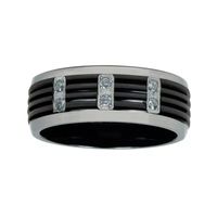 Mens 1/8 C.T. TW. Natural Diamond Black Titanium Wedding Band