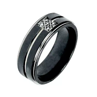 Mens Diamond-Accent Black Titanium Wedding Band