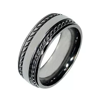 Mens 8mm Titanium Rope-Border Wedding Band
