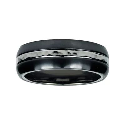 Mens 8mm Two-Tone Titanium Wedding Band