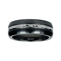 Mens 8mm Two-Tone Titanium Wedding Band