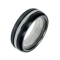 Mens 8mm Two-Tone Titanium Wedding Band