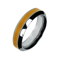 Mens Cobalt and 10K Yellow Gold Inlay Wedding Band