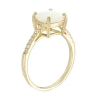 Womens Lab Created White Opal 14K Gold Over Silver Cocktail Ring