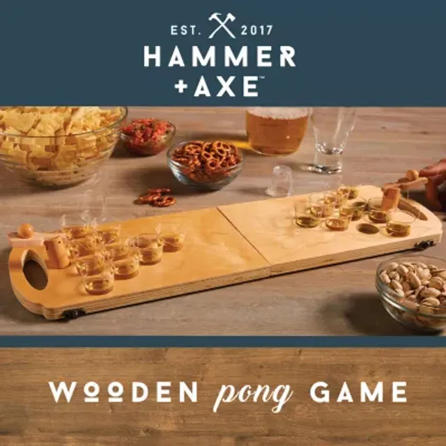 Hammer & Axe Vintage Drinking Wheel Game with 4 Shot Glasses