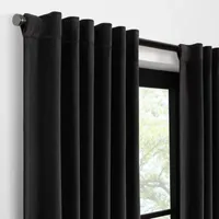 Fieldcrest Luxury Plush Washed Cotton Velvet Energy Saving 100% Blackout Rod Pocket Back Tab Single Curtain Panel