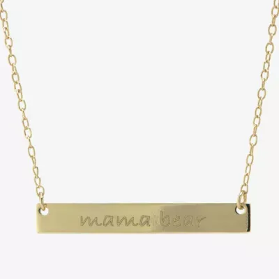 Silver Treasures Mama Bear 14K Gold Over Silver 16 Inch Cable Bar Pendant Necklace