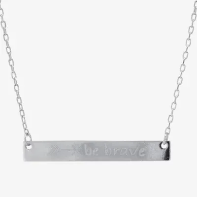 Silver Treasures Be Brave Sterling Silver 16 Inch Cable Bar Pendant Necklace