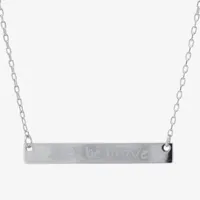 Silver Treasures Be Brave Sterling Silver 16 Inch Cable Bar Pendant Necklace