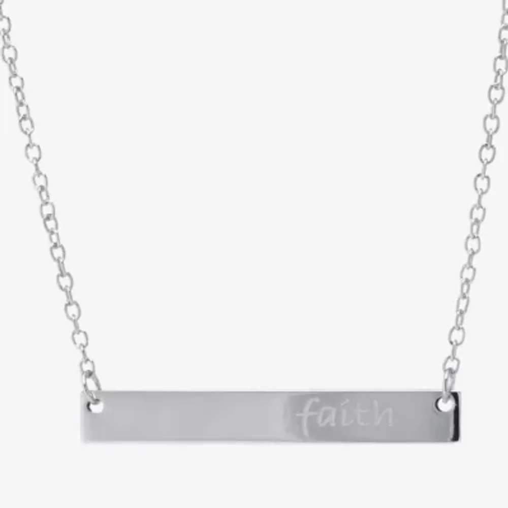 Silver Treasures Sterling Silver 16 Inch Cable Bar Pendant Necklace